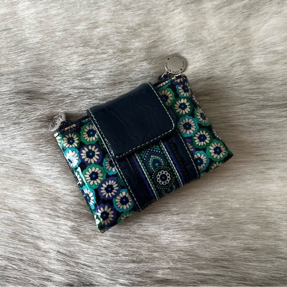 Vera Bradley Blue Rhapsody Frill 2009 Snap Double Sided Wallet Black Blue Green - Picture 1 of 12